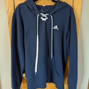 Adidas Blue Sweatshirt Hoodie with White Accents